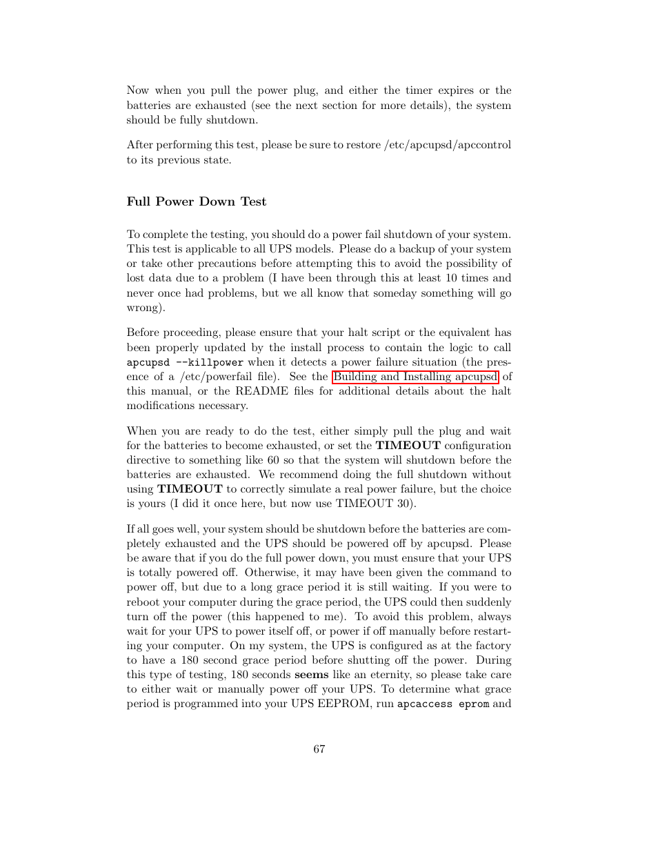 Full power down test | APC UPS control system User Manual | Page 68 / 233