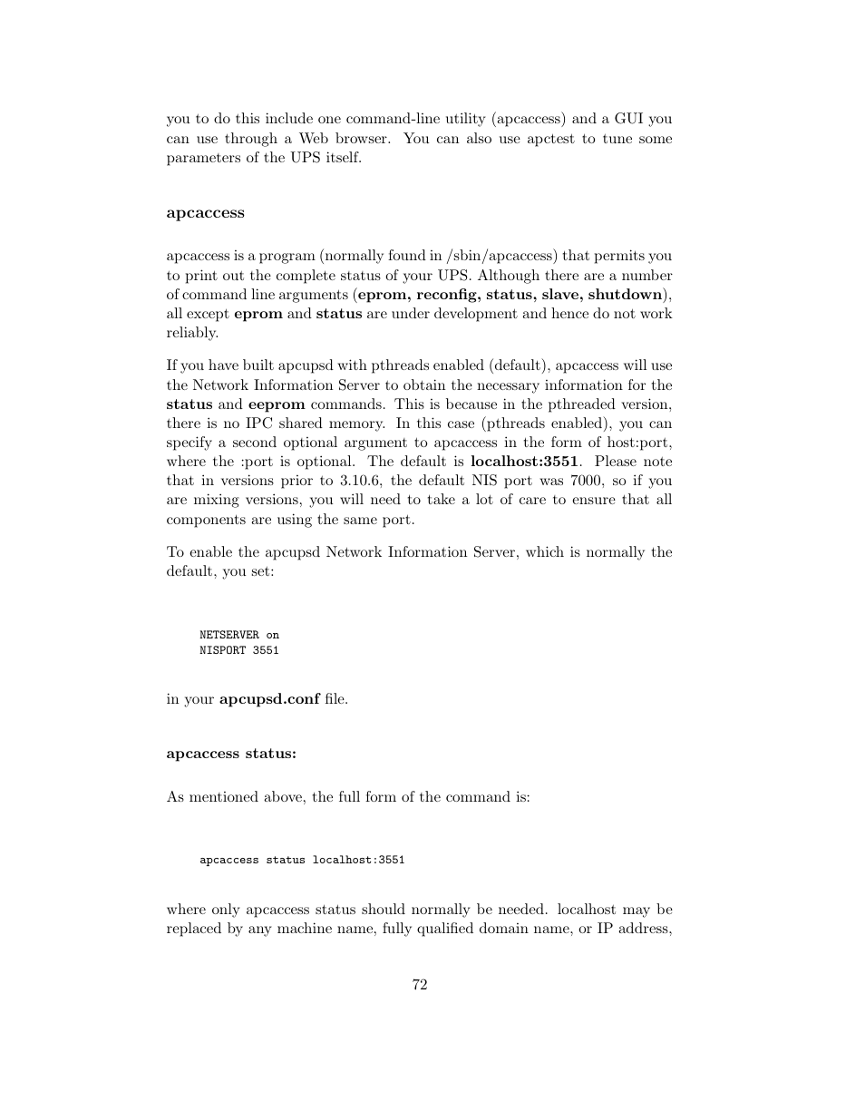 Apcaccess | APC UPS control system User Manual | Page 73 / 233