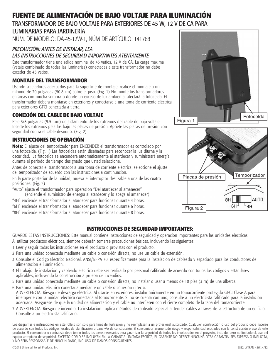 Deckorators LOW VOLTAGE LIGHTING POWER SUPPLY User Manual | Page 5 / 6