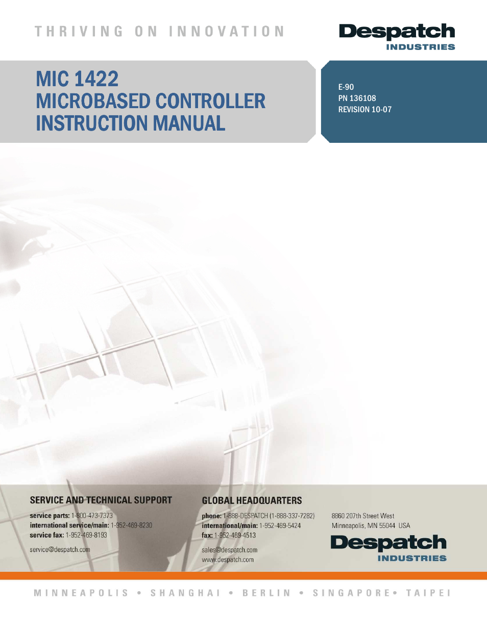 Despatch MIC1422 Controller User Manual | 91 pages