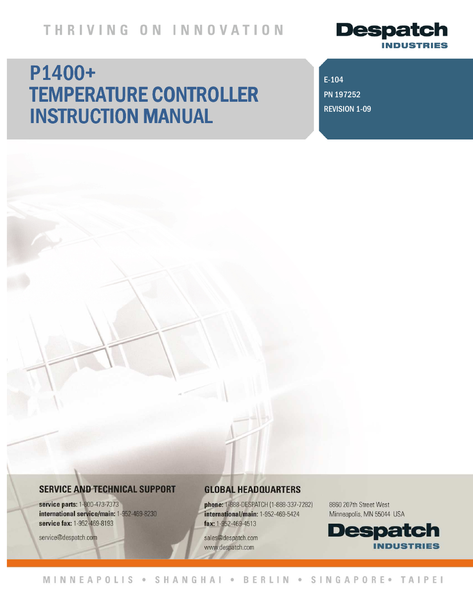 Despatch P1400+ Temperature Controller User Manual | 110 pages