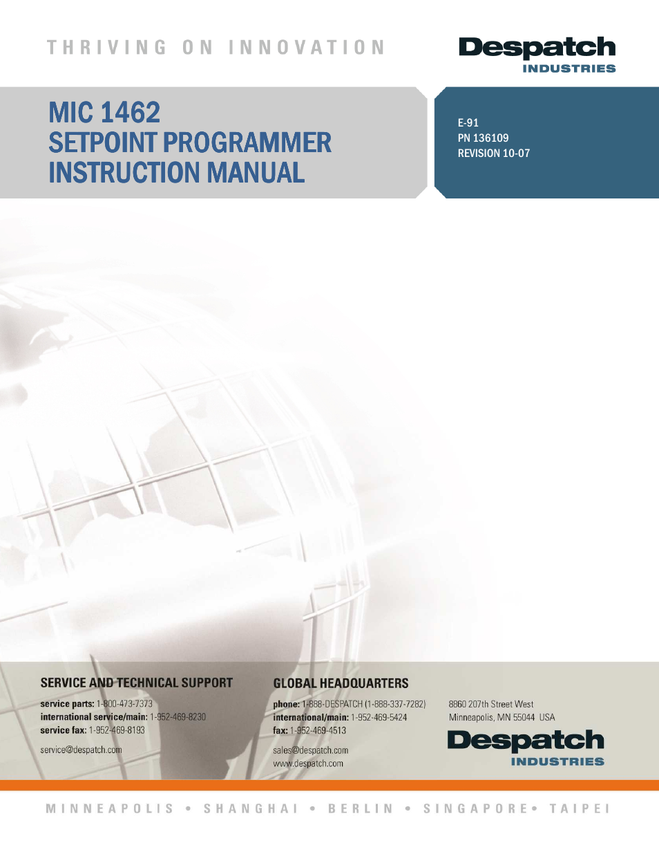 Despatch MIC1462 Controller Manual User Manual | 112 pages