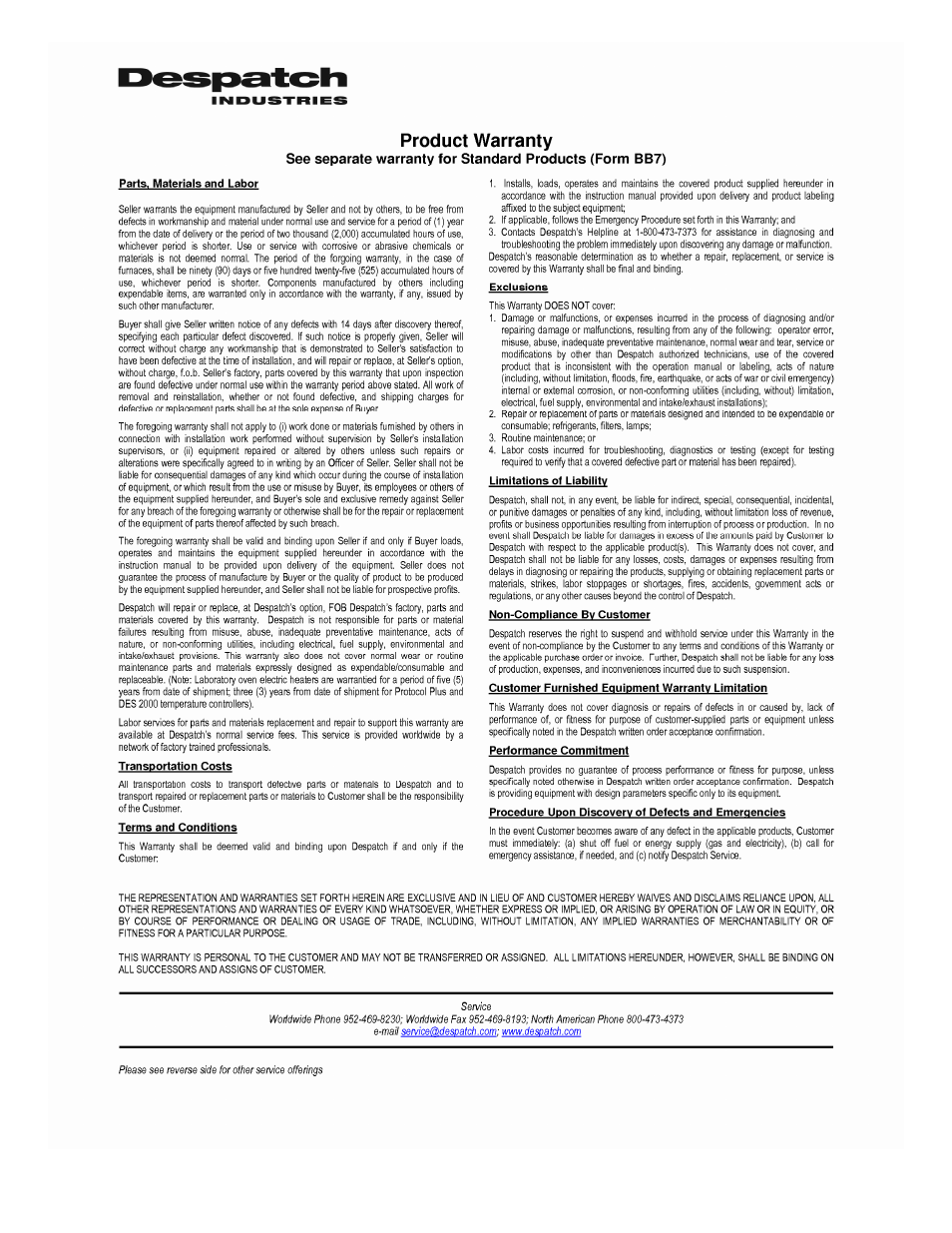 Despatch MIC1462 Controller Manual User Manual | Page 111 / 112