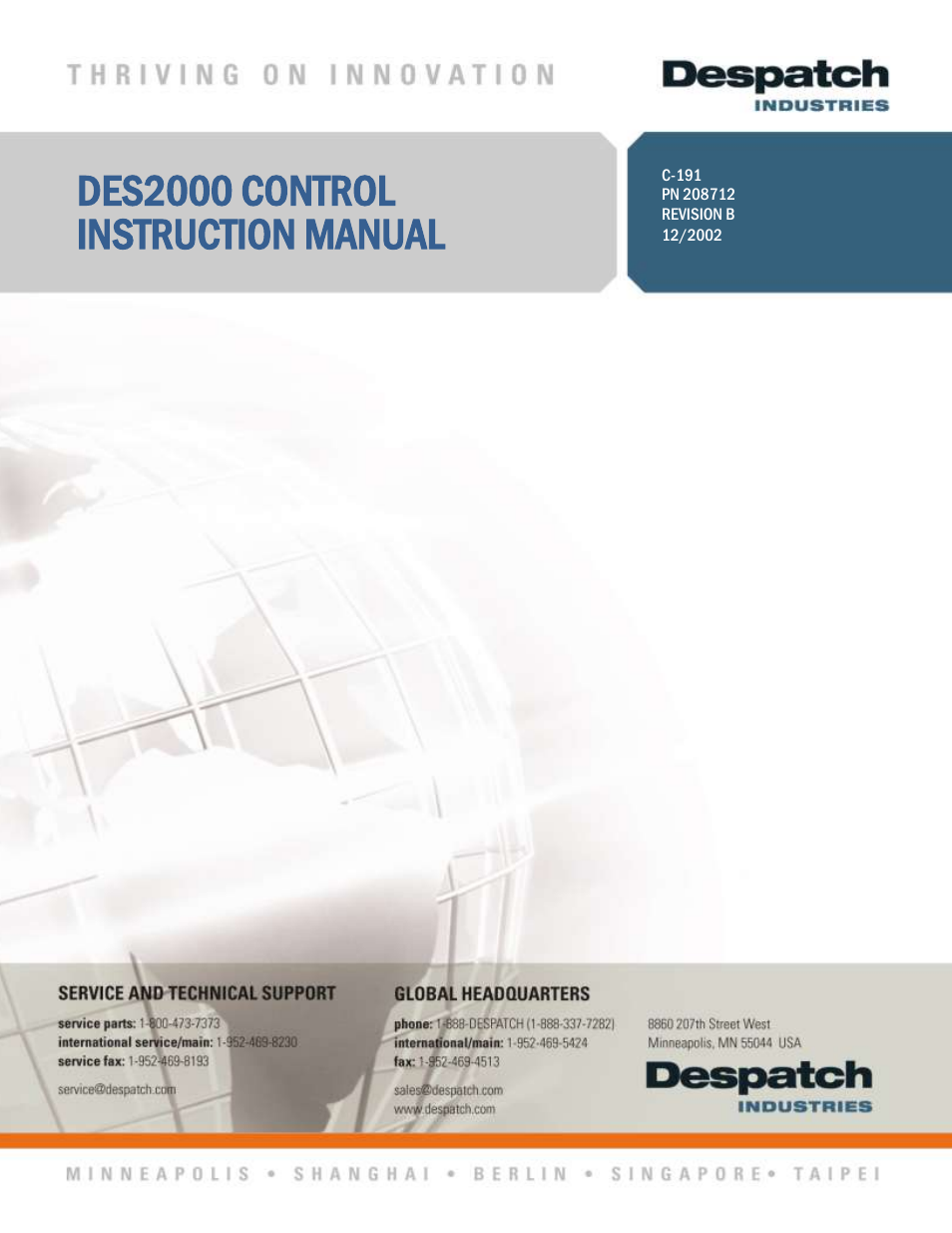 Despatch DES2000 Controller User Manual | 19 pages