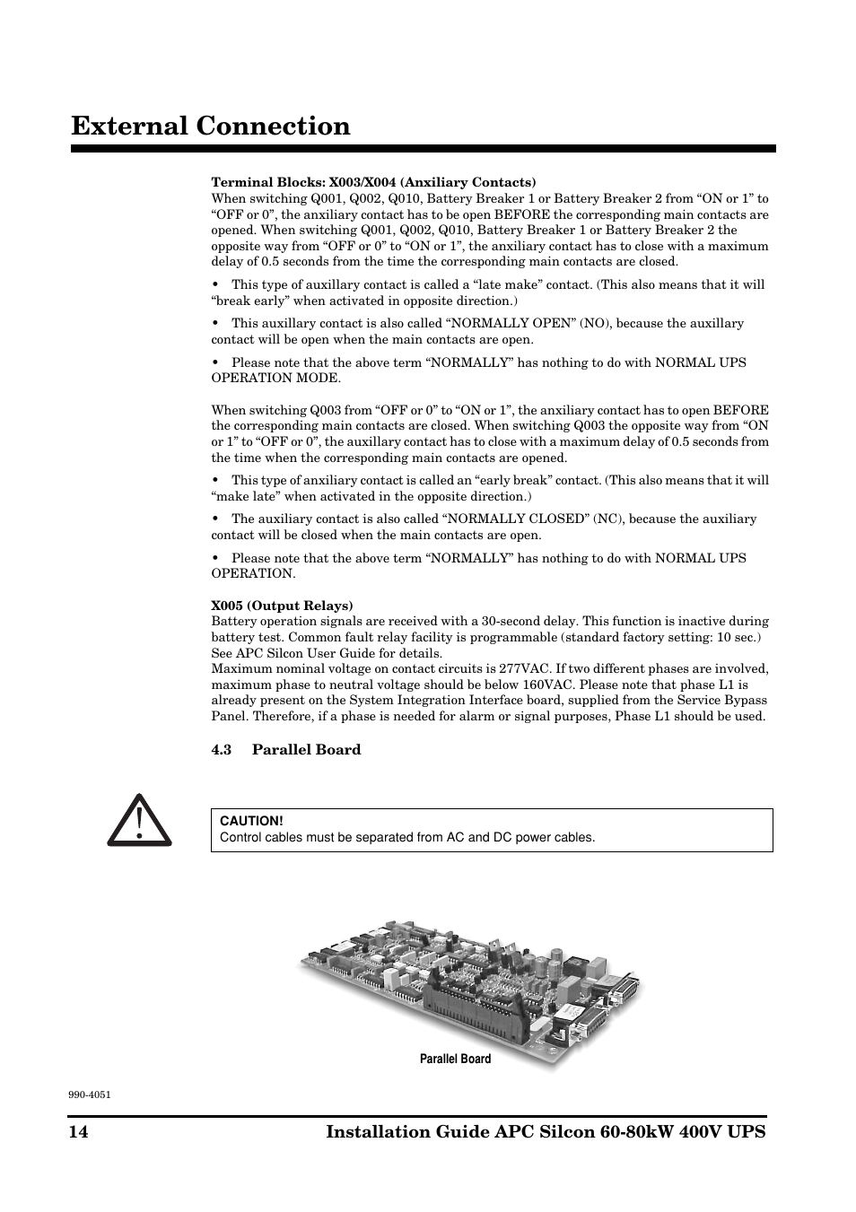 External connection | APC 60-80kW User Manual | Page 14 / 80
