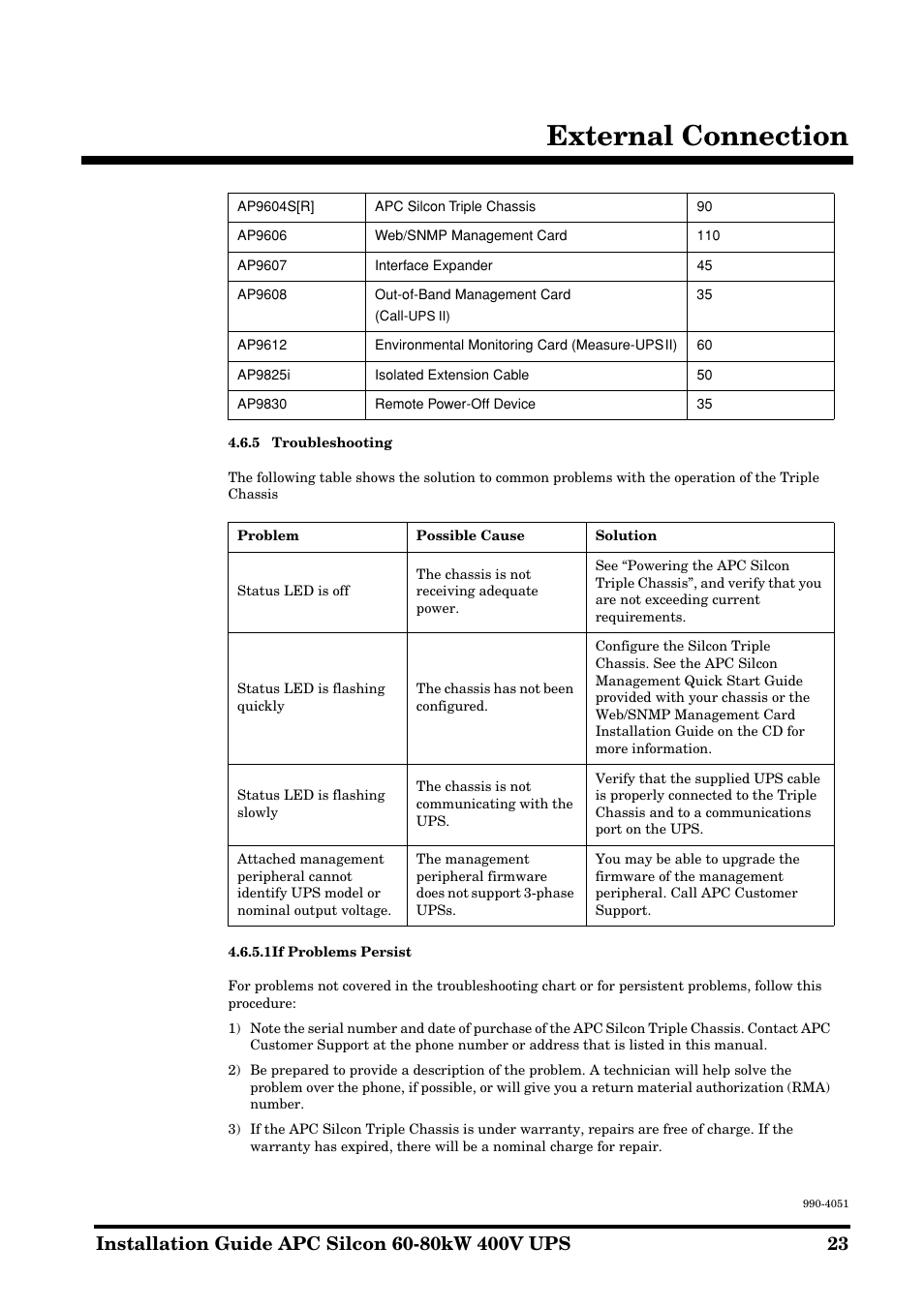 External connection | APC 60-80kW User Manual | Page 23 / 80