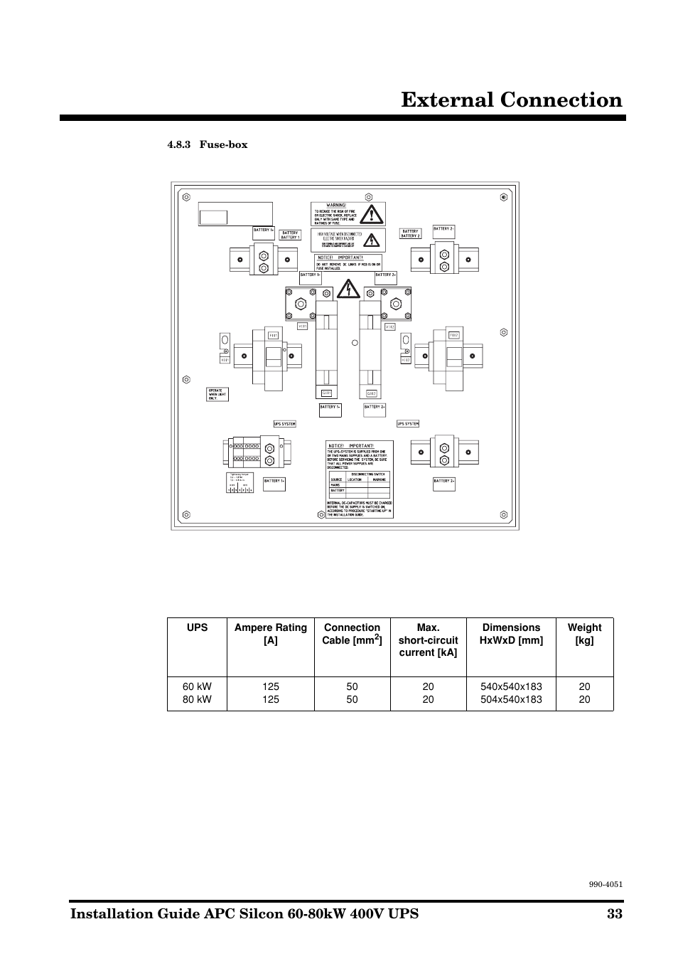 External connection | APC 60-80kW User Manual | Page 33 / 80