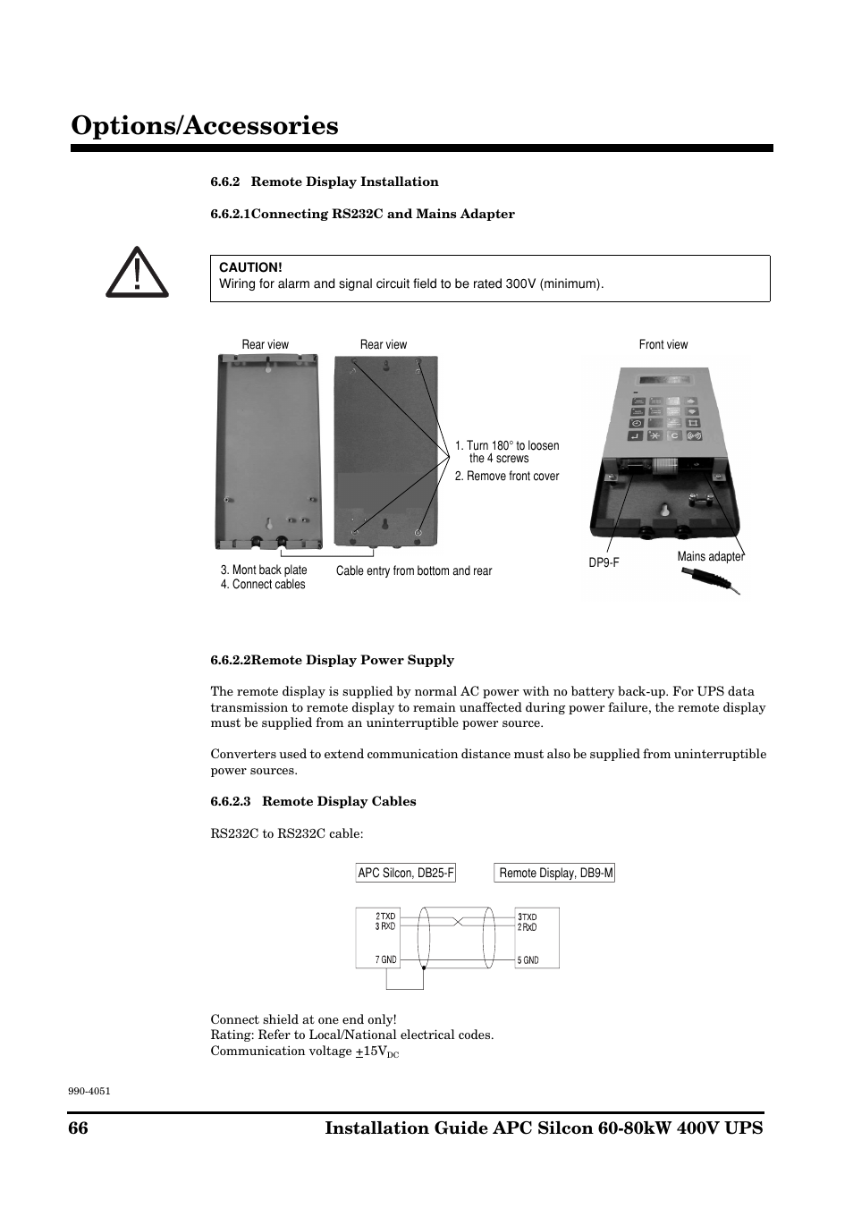 Options/accessories | APC 60-80kW User Manual | Page 66 / 80