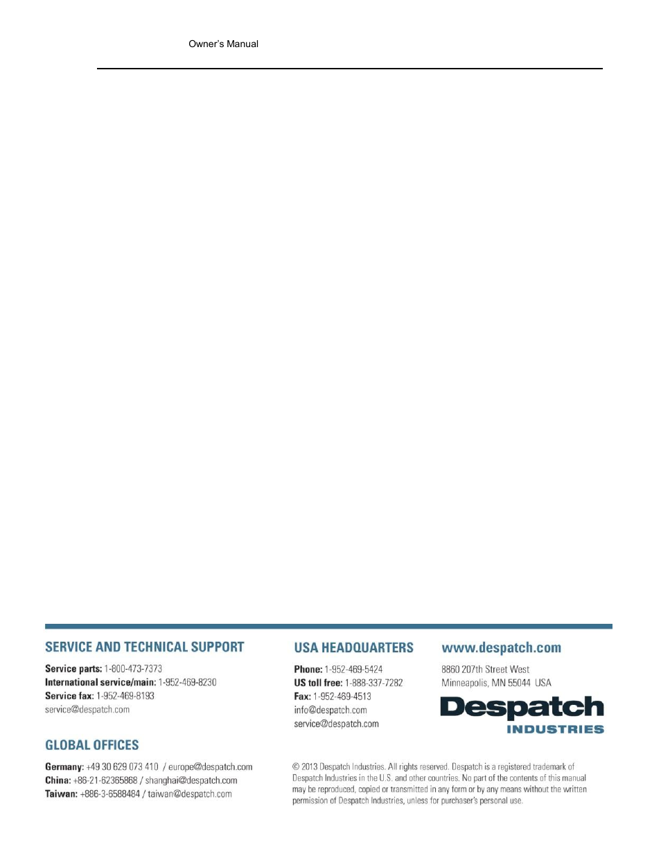 Despatch Protocol 3 Controller User Manual | Page 69 / 69
