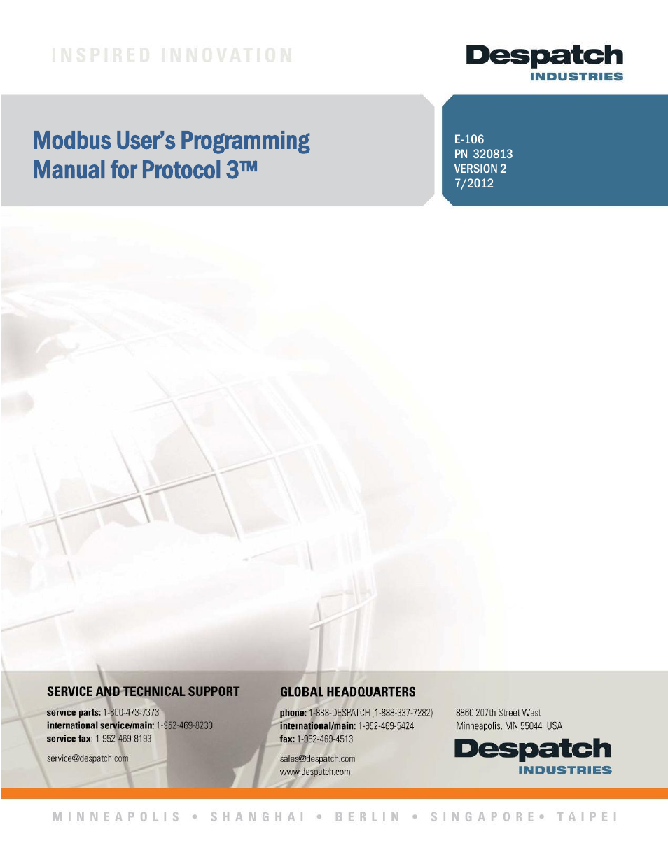 Despatch Protocol 3 Modbus Communications User Manual | 52 pages