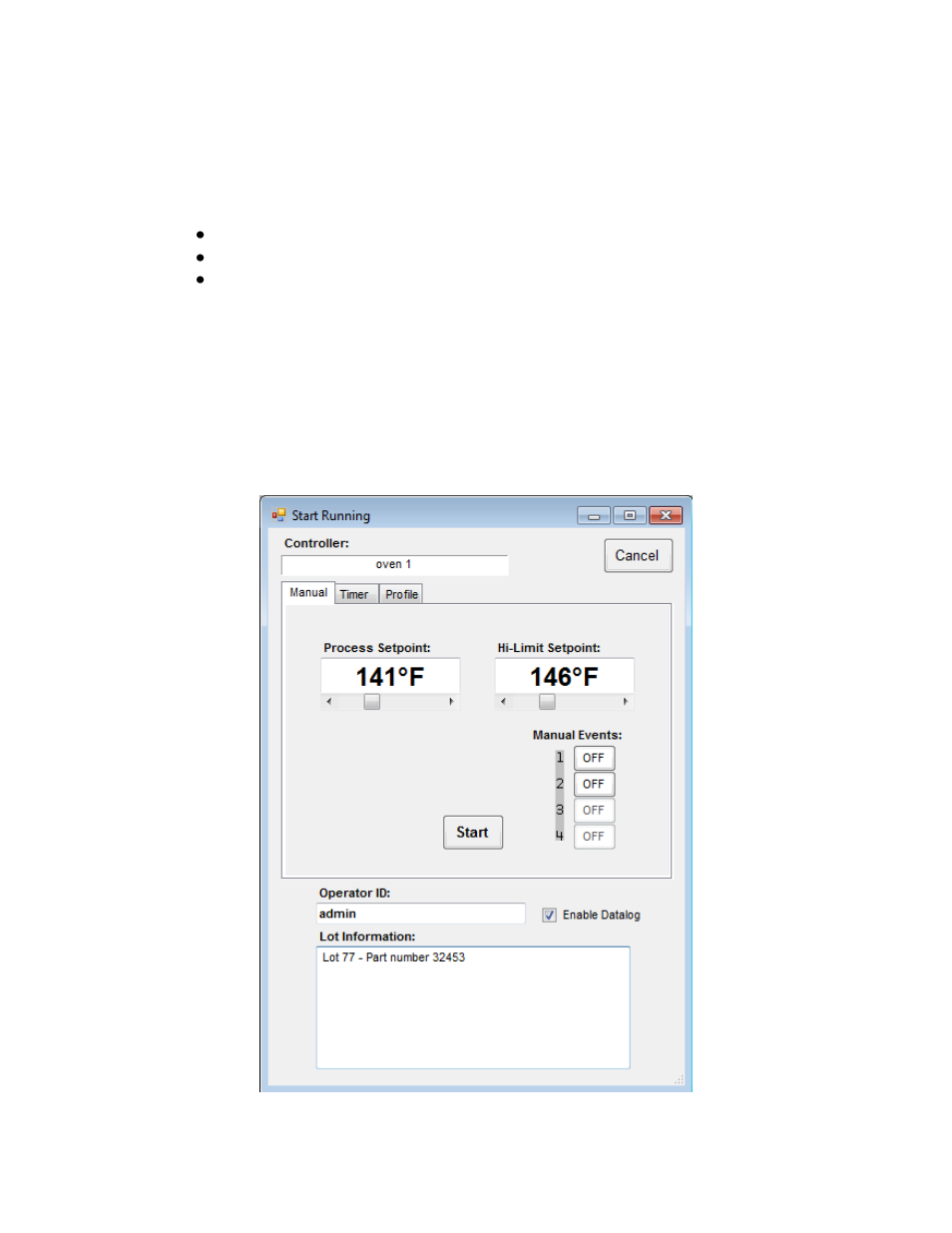 Run time window, Manual mode | Despatch Protocol Manager with Protocol Plus User Manual | Page 40 / 57