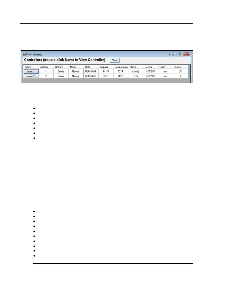 Network summary window, Controller run time window | Despatch Protocol Manager with Protocol 3 and Protocol Plus User Manual | Page 24 / 58