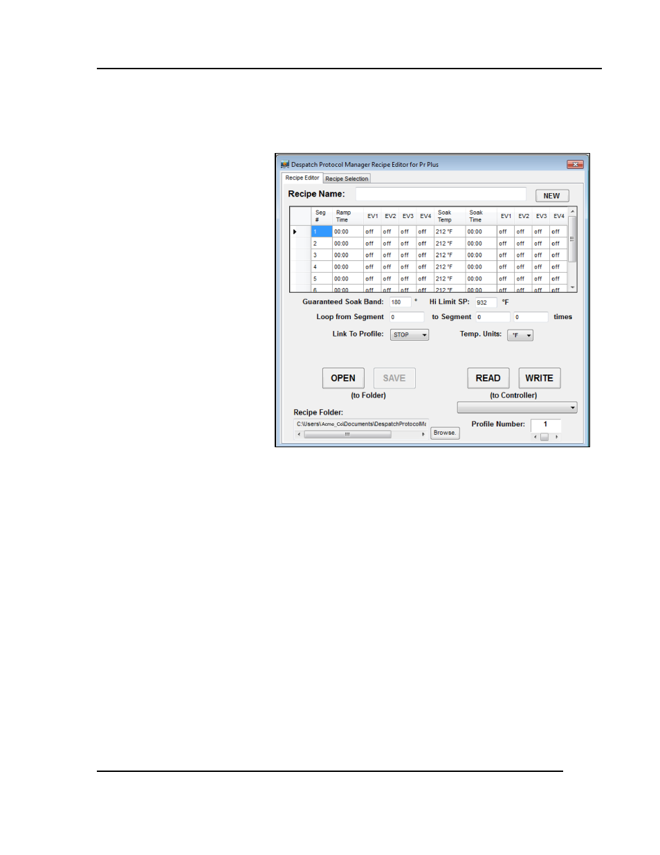 Configure initial recipe (protocol plus) | Despatch Protocol Manager with Protocol 3 and Protocol Plus User Manual | Page 29 / 58