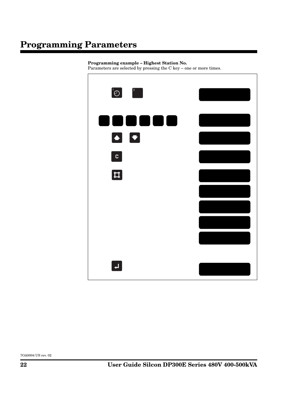 Programming parameters | APC Silcon DP300E Series User Manual | Page 22 / 38