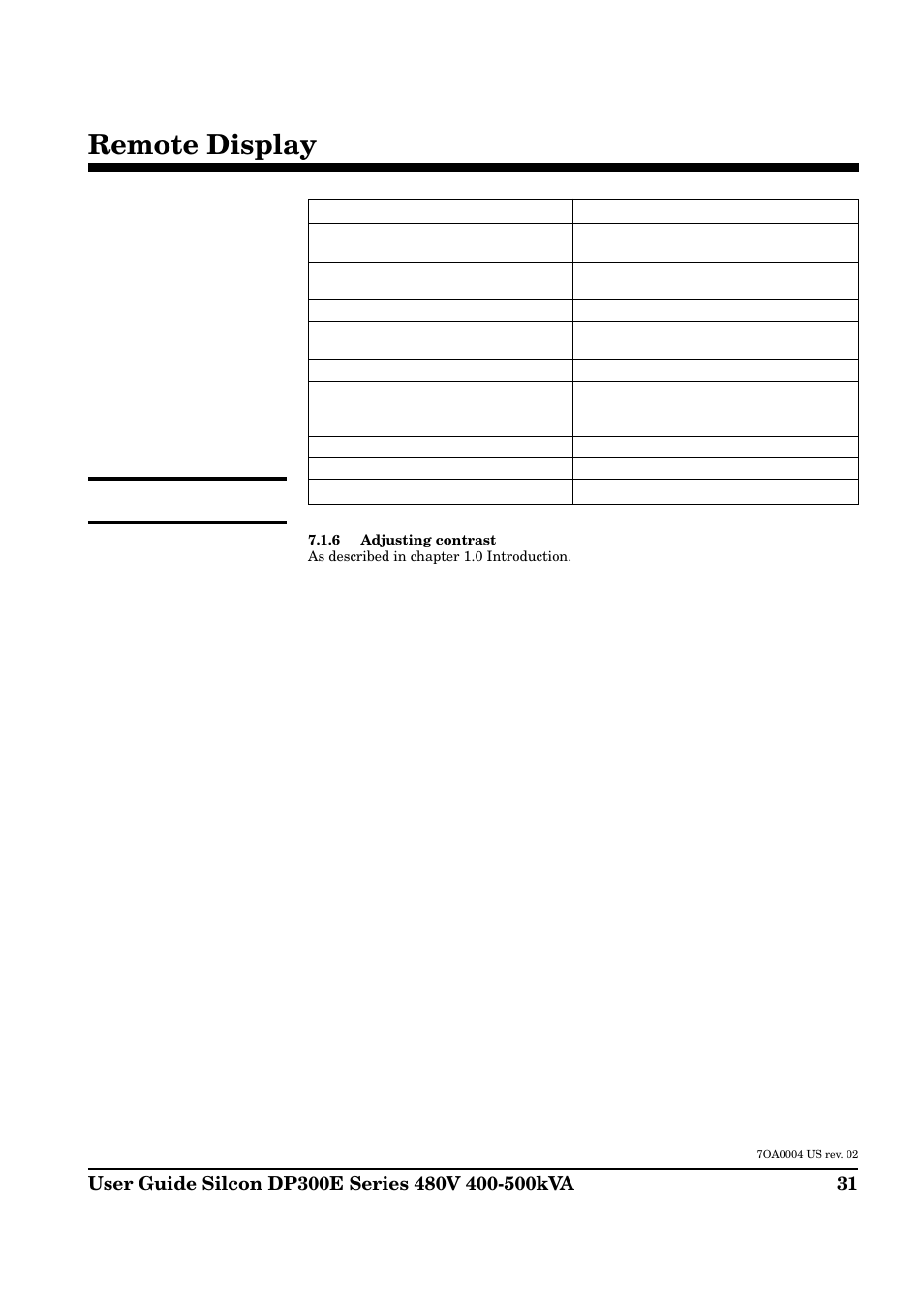 Remote display | APC Silcon DP300E Series User Manual | Page 31 / 38