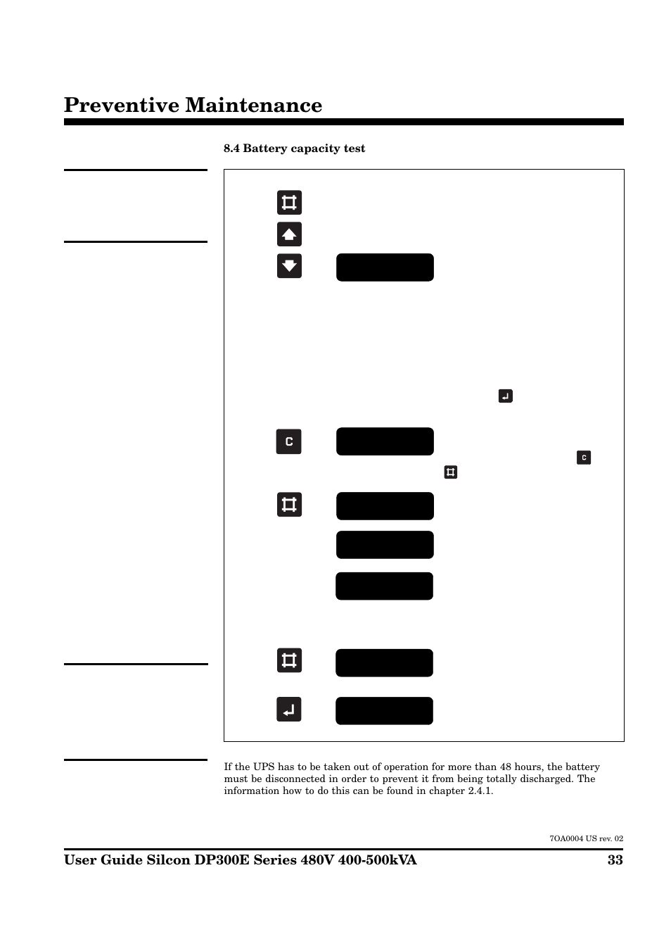 Preventive maintenance | APC Silcon DP300E Series User Manual | Page 33 / 38