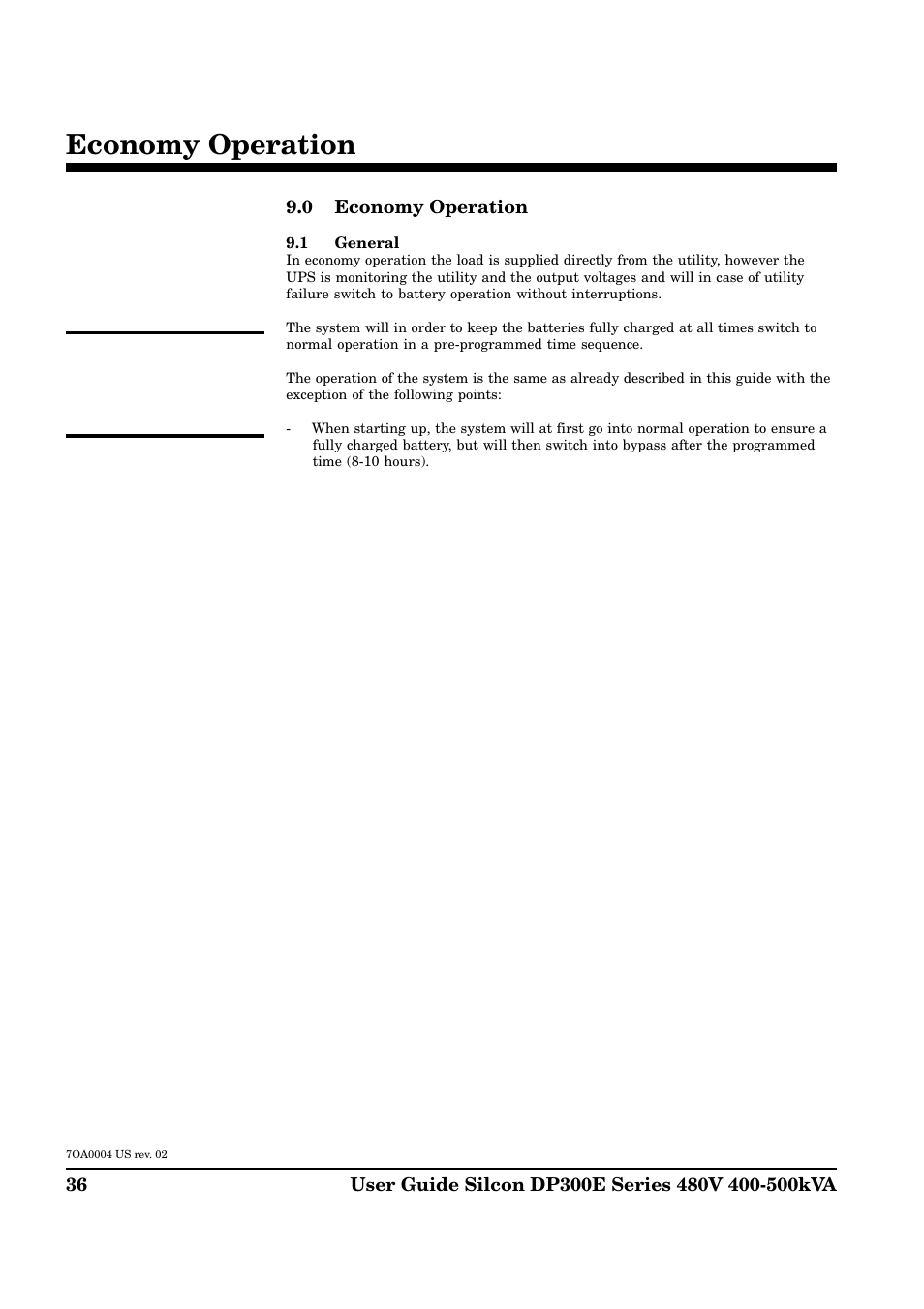 Economy operation | APC Silcon DP300E Series User Manual | Page 36 / 38