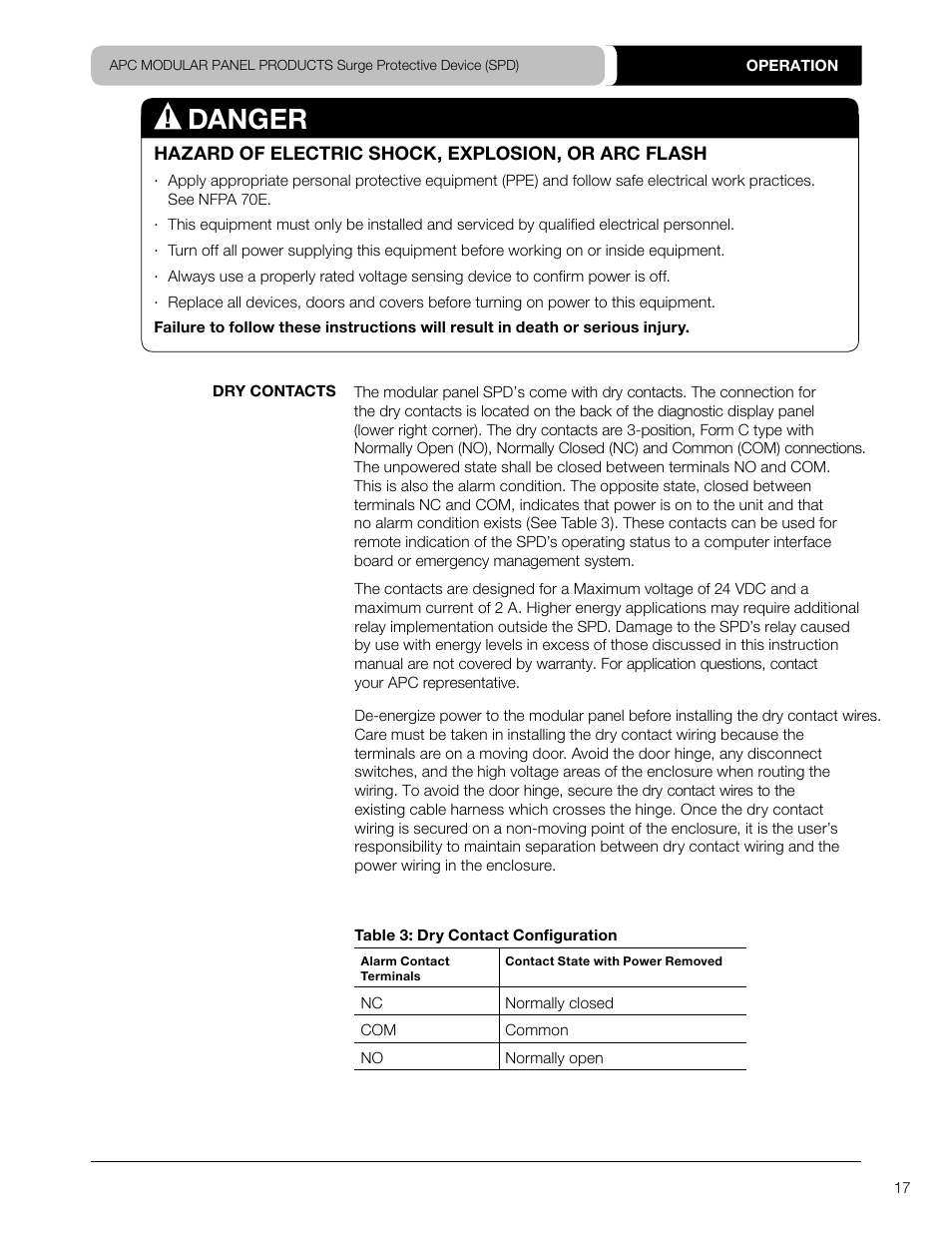 Danger | APC SURGEARREST PMF3DS-A User Manual | Page 17 / 20