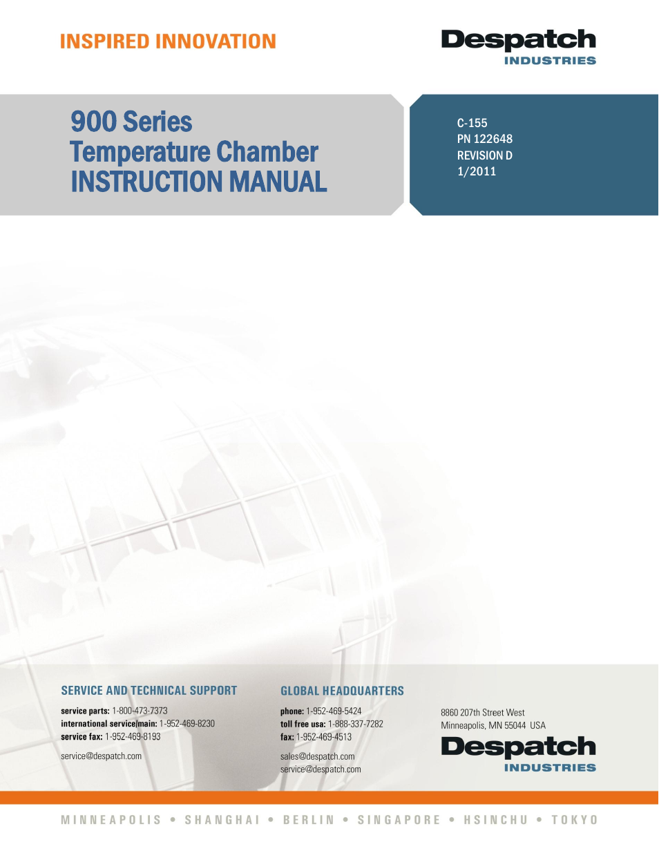 Despatch 926E Equipment Manual (C-155)Rev 2/11 User Manual | 67 pages