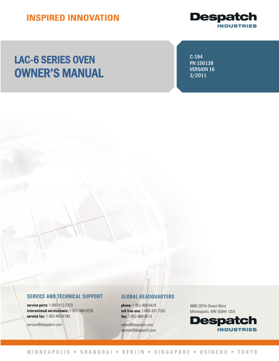 Despatch LAC2-12-6 User Manual | 44 pages