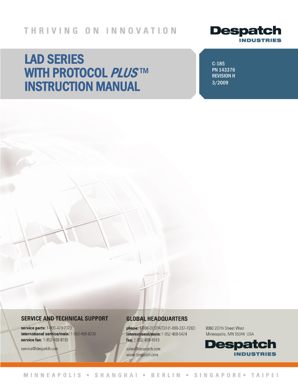 Despatch LAD Series WITH PROTOCOL PLUS User Manual | 68 pages