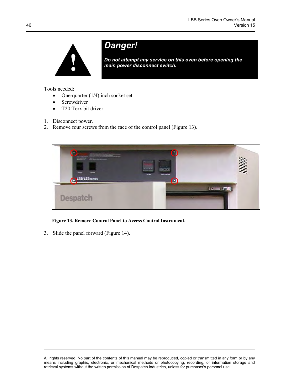 Danger | Despatch LBB2-xxA/B-1 User Manual | Page 46 / 75