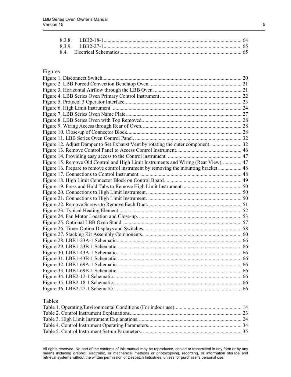 Figures, Tables | Despatch LBB2-xxA/B-1 User Manual | Page 5 / 75