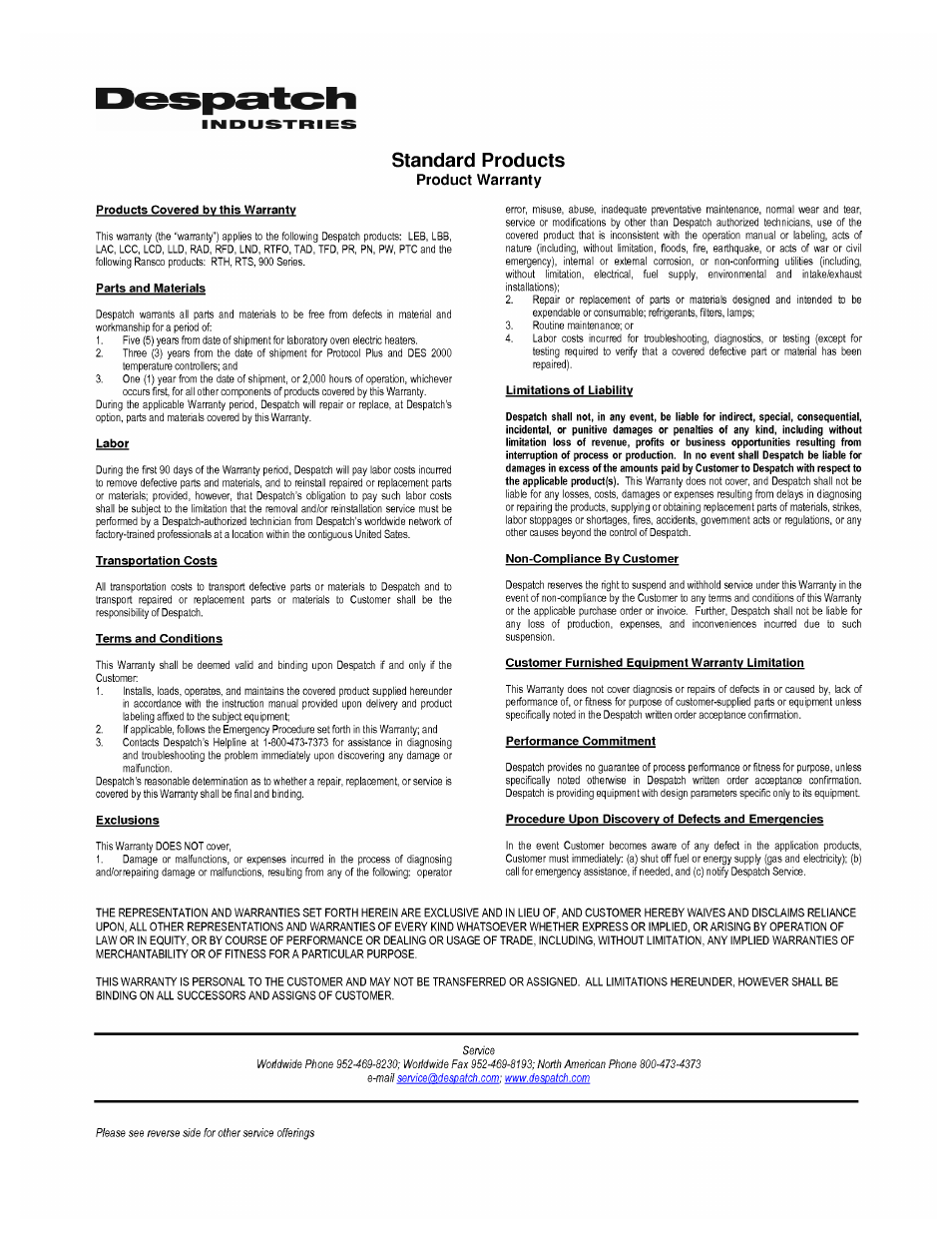 Despatch LCC1-87NV-2 User Manual | Page 3 / 49