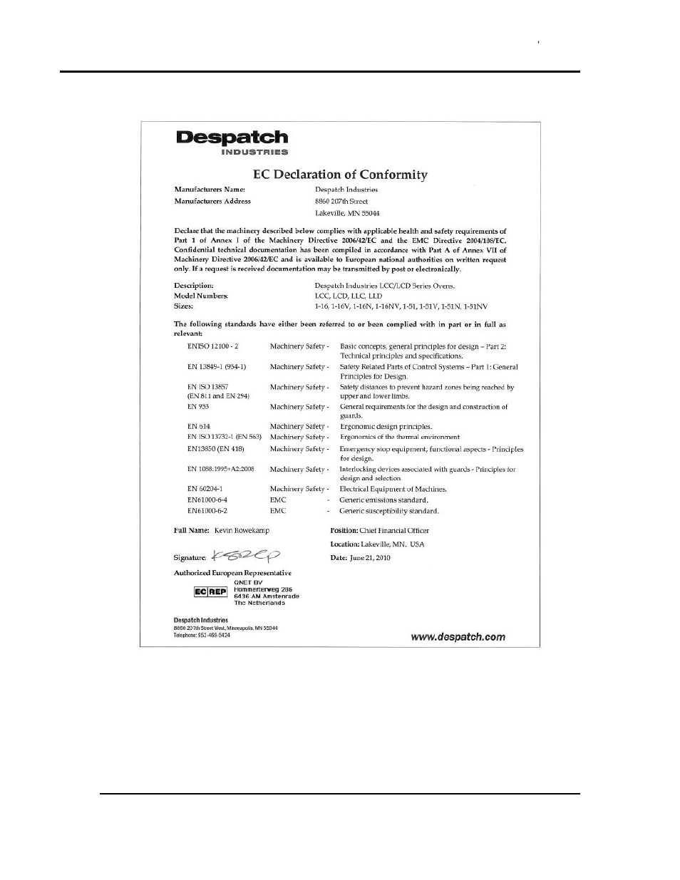 Ec declaration of conformity, Electrical schematics | Despatch Stackable LCC/LCD User Manual | Page 48 / 69