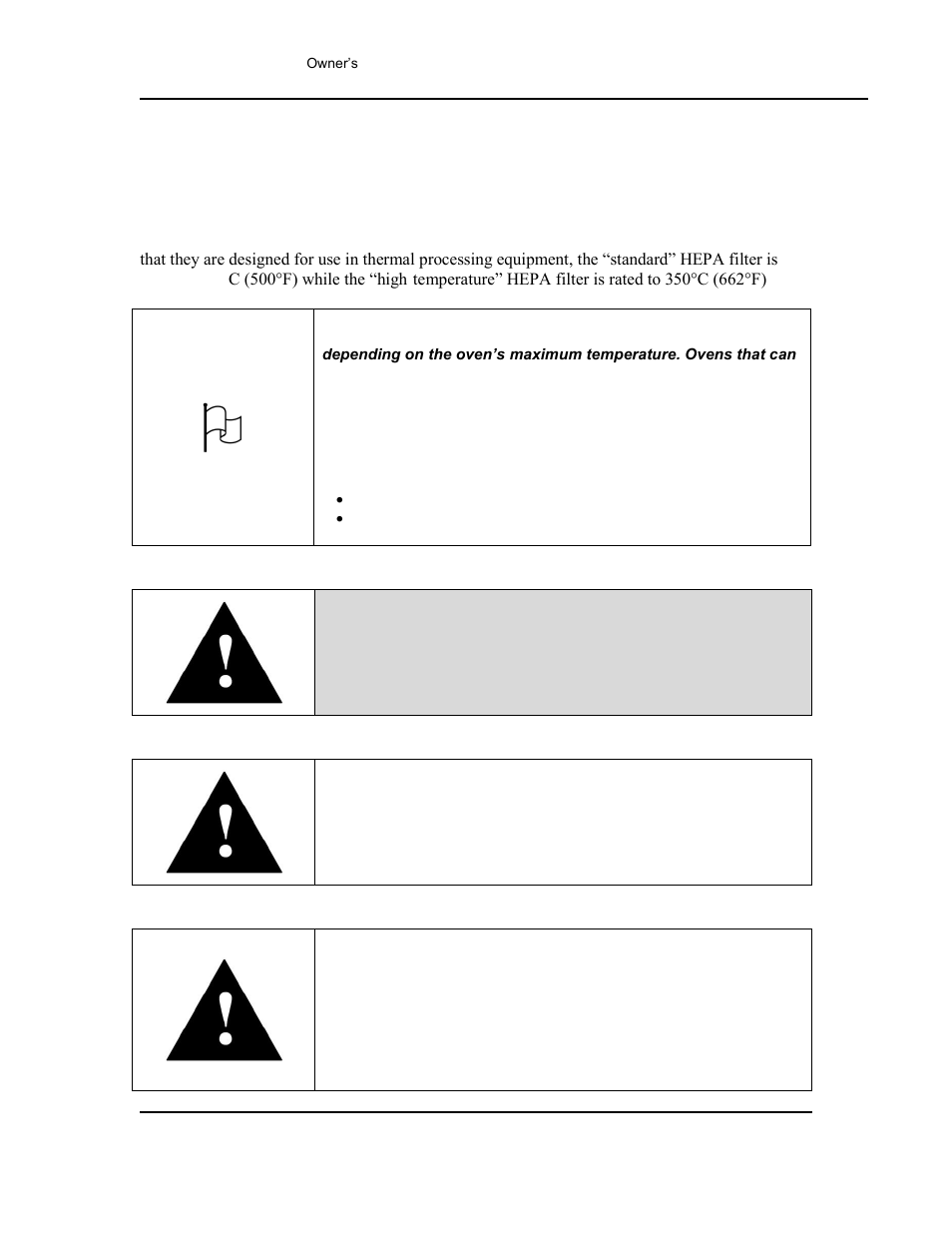 Hepa filter installation, N 4.3, Warning | Caution | Despatch Stackable LCC/LCD-4 User Manual | Page 29 / 67