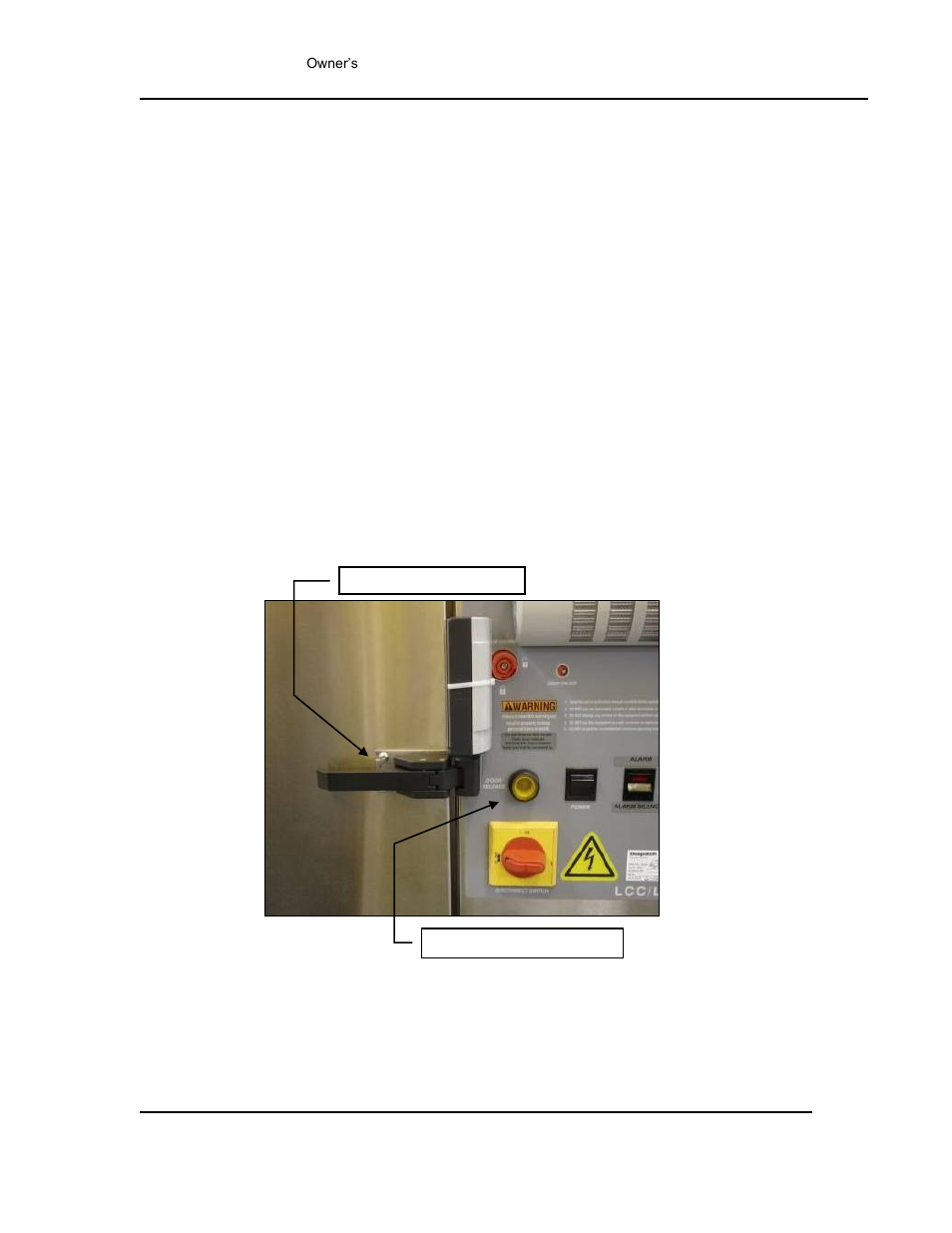 Manual unlock and main disconnect, Manual unlock, Main disconnect switch | To open the lcc/lcd1-52v & 1-51nv oven door | Despatch Stackable LCC/LCD-4 User Manual | Page 41 / 67