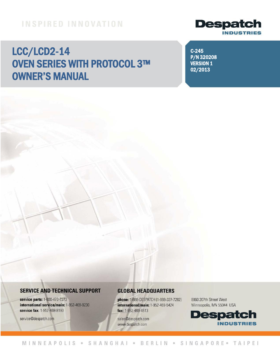 Despatch LCC/LCD2-14-4 Oven Series with Protocol 3 User Manual | 59 pages