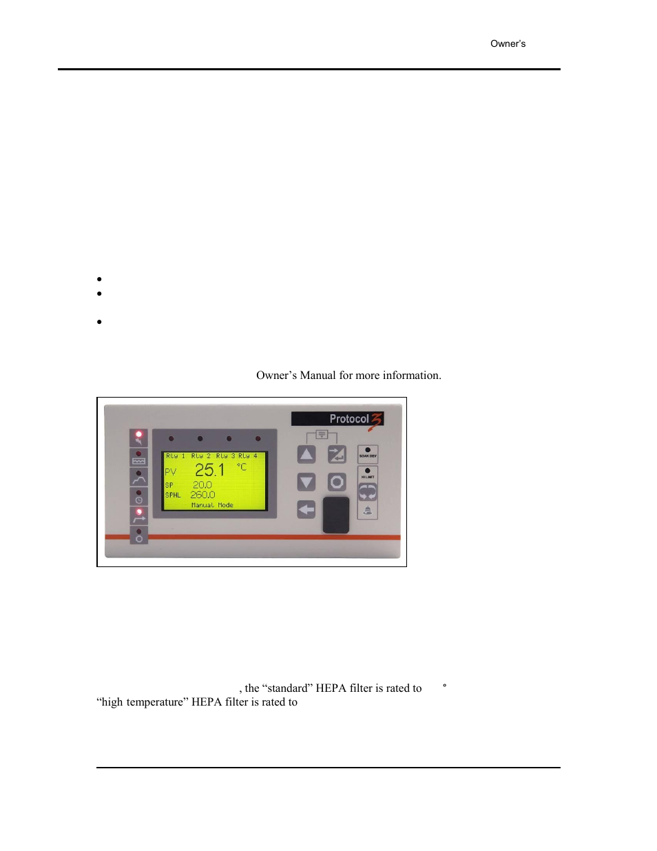 The protocol 3 controller, Hepa filters | Despatch LCC/LCD2-14-4 Oven Series with Protocol 3 User Manual | Page 18 / 59