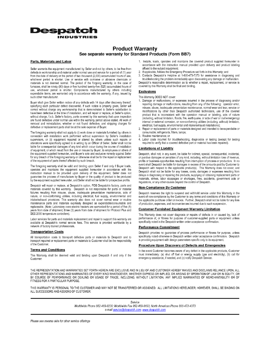 Despatch LCC/LCD2-14-3 Non Pass Through Series User Manual | Page 3 / 81
