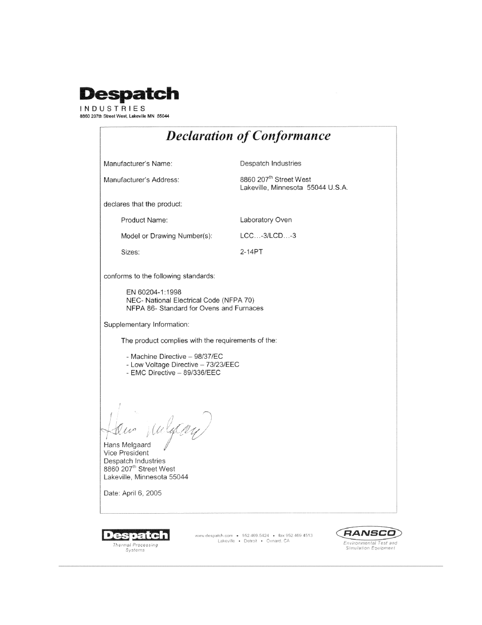 Despatch LCC/LCD2-14PT-3 Pass Through Series User Manual | Page 5 / 80