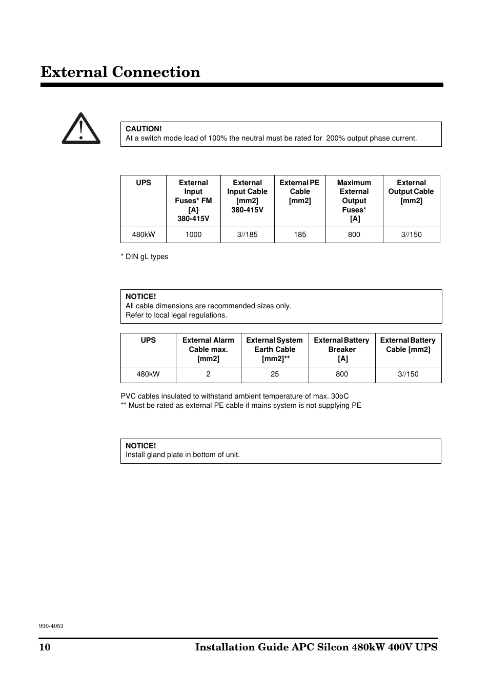 External connection | APC SILCON 990-4053 User Manual | Page 10 / 76