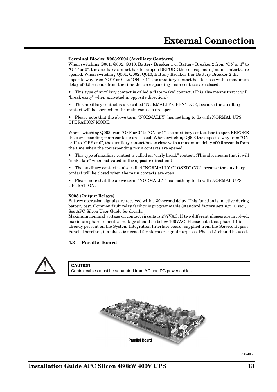 External connection | APC SILCON 990-4053 User Manual | Page 13 / 76