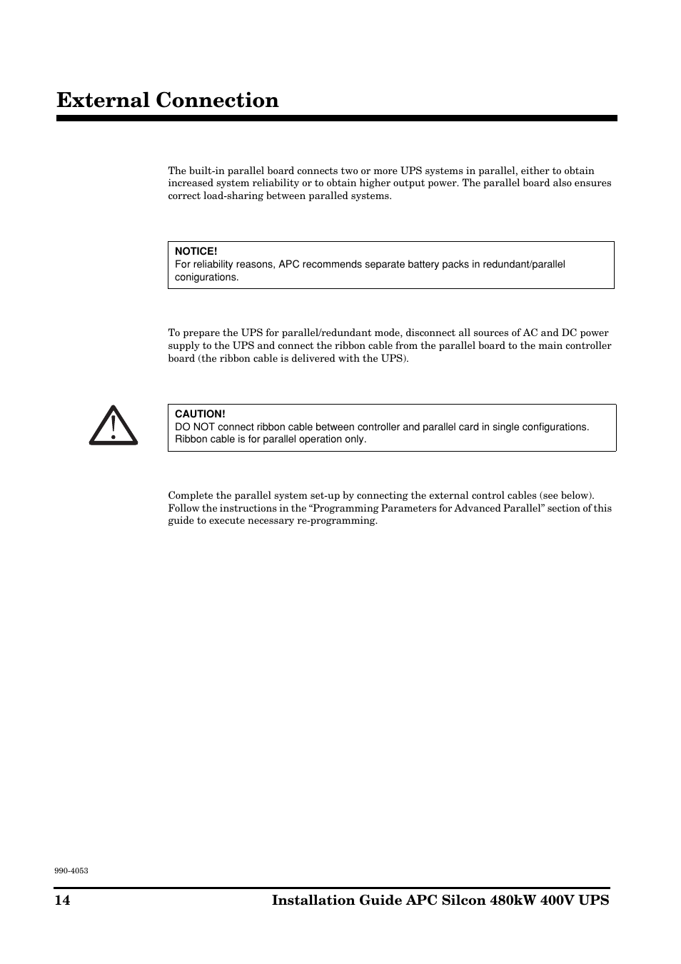 External connection | APC SILCON 990-4053 User Manual | Page 14 / 76
