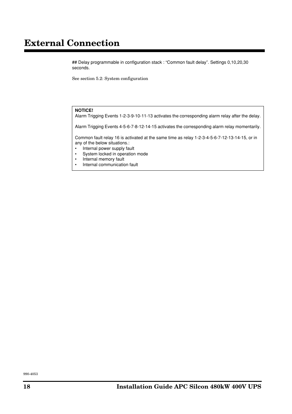 External connection | APC SILCON 990-4053 User Manual | Page 18 / 76