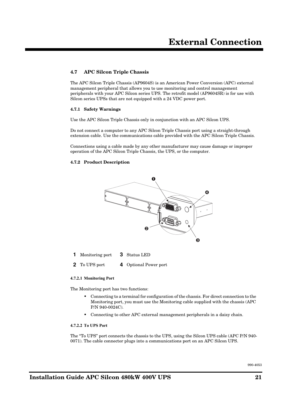 External connection | APC SILCON 990-4053 User Manual | Page 21 / 76