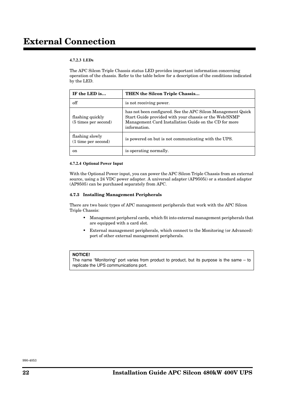 External connection | APC SILCON 990-4053 User Manual | Page 22 / 76