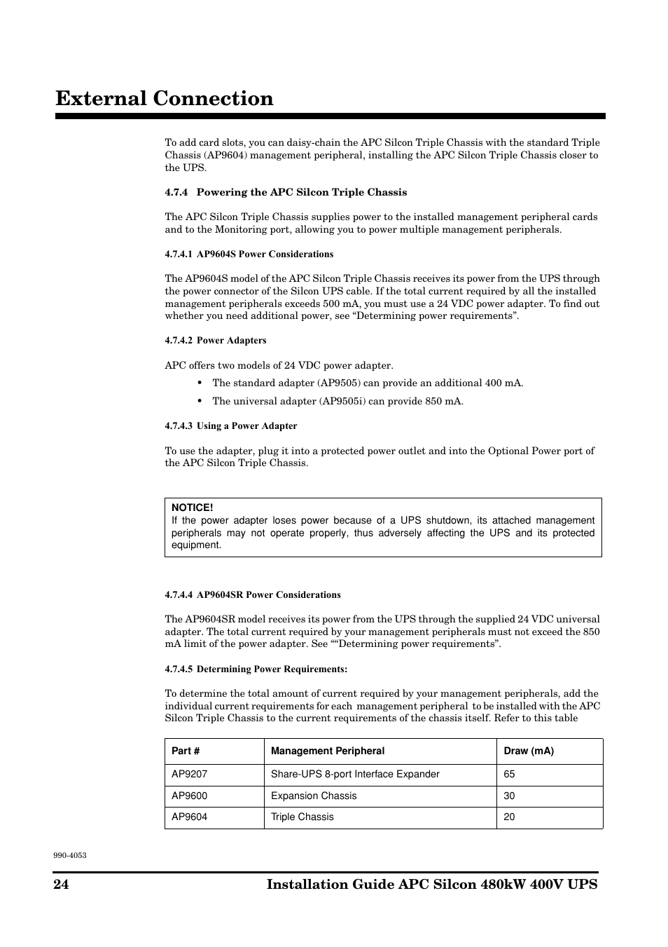 External connection | APC SILCON 990-4053 User Manual | Page 24 / 76
