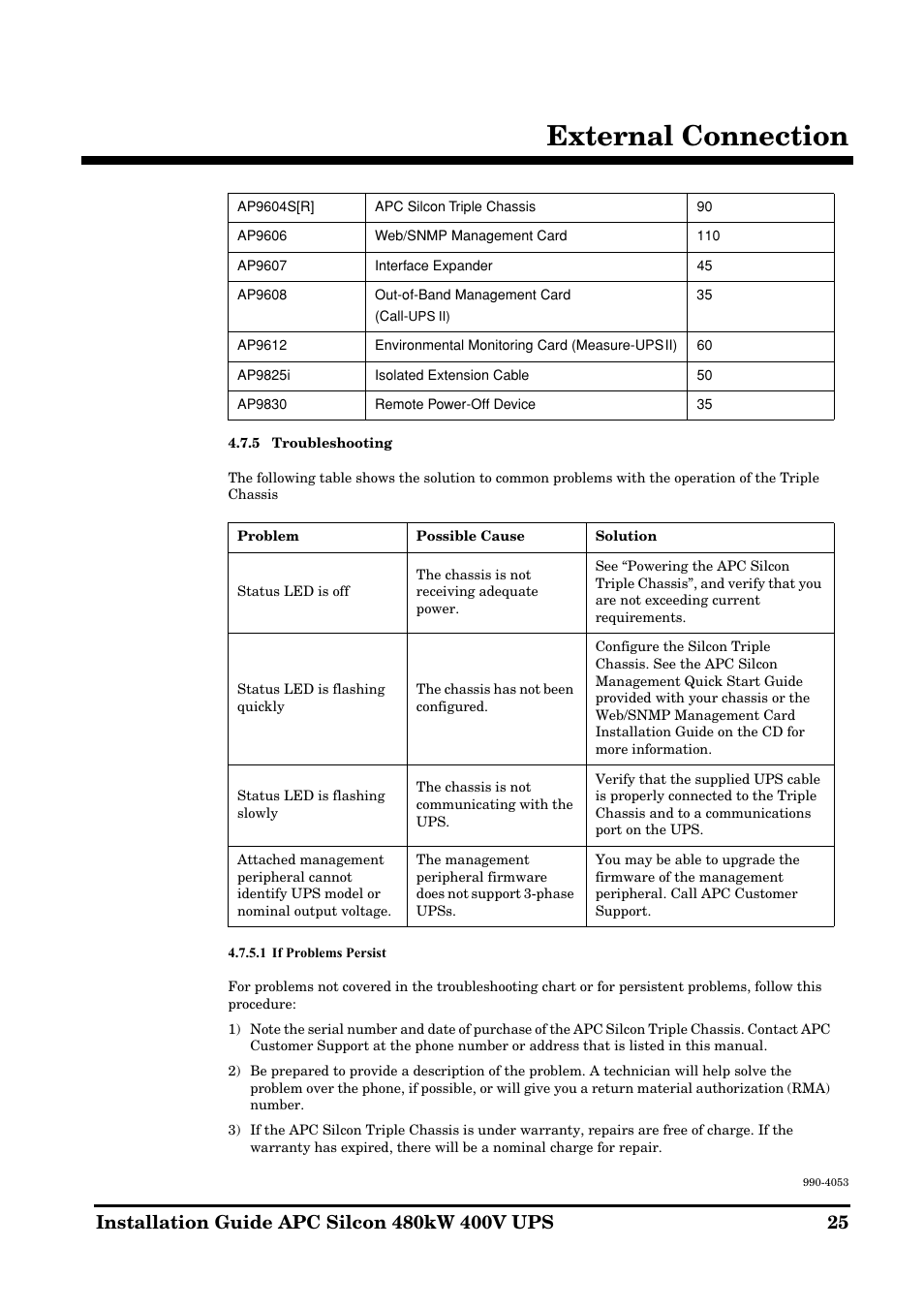 External connection | APC SILCON 990-4053 User Manual | Page 25 / 76