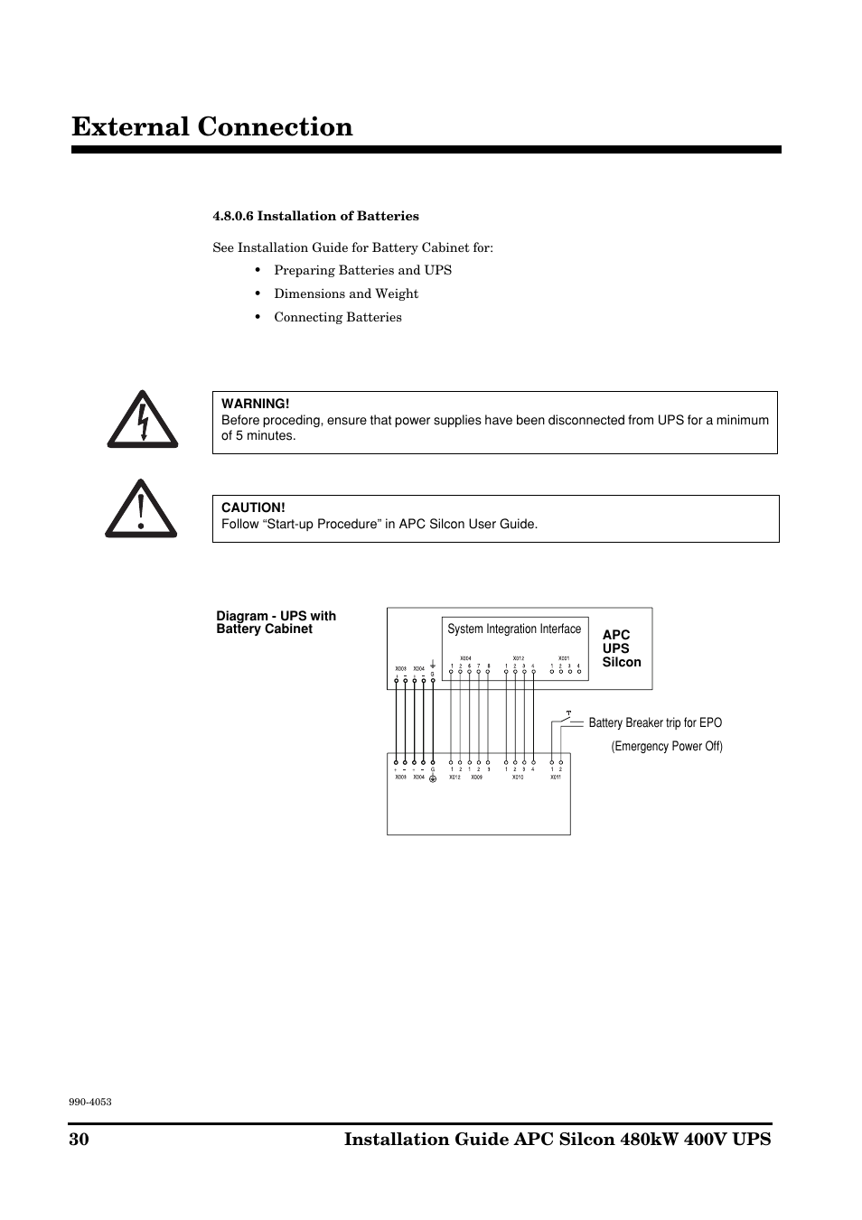 External connection | APC SILCON 990-4053 User Manual | Page 30 / 76