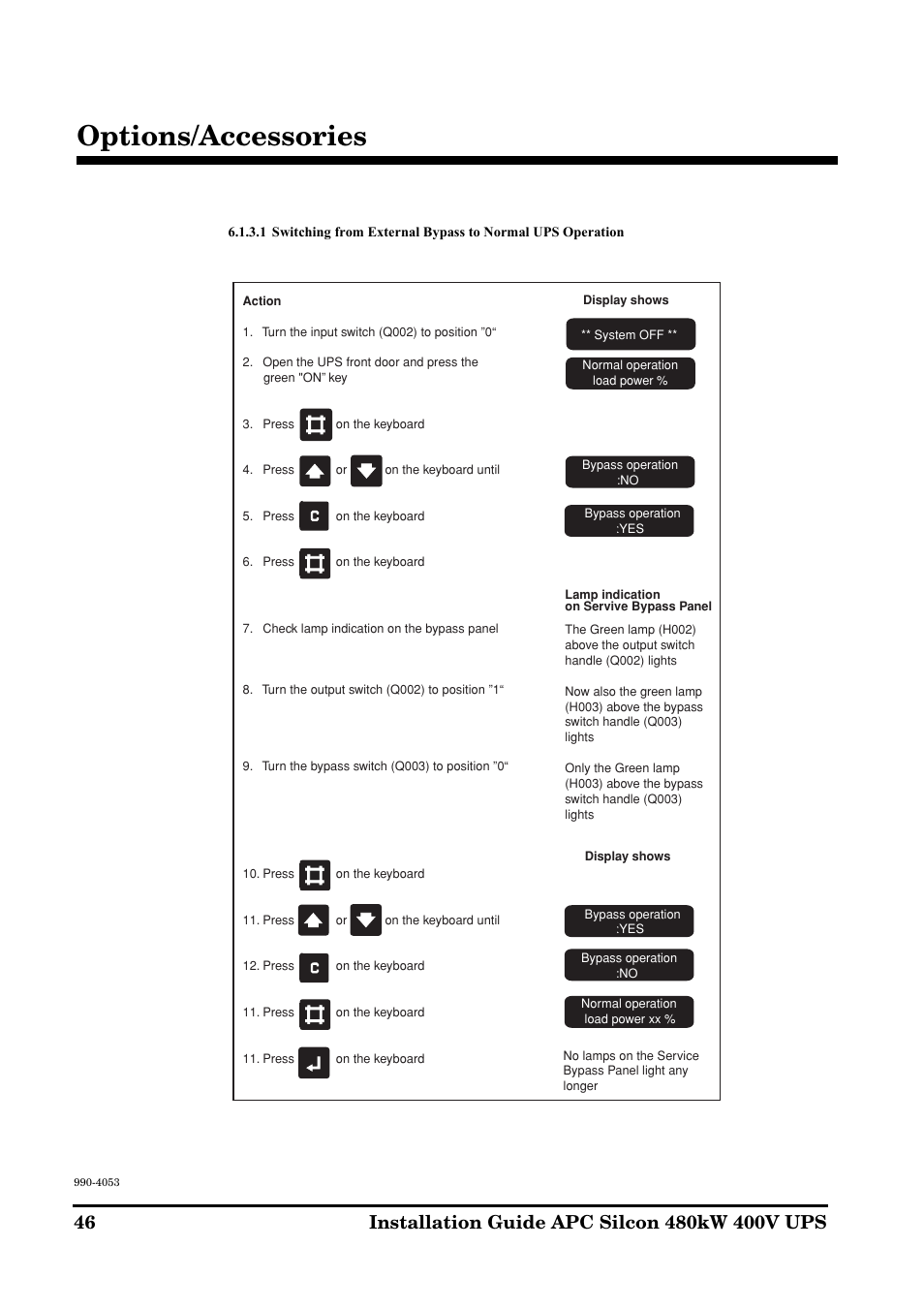 Options/accessories | APC SILCON 990-4053 User Manual | Page 46 / 76