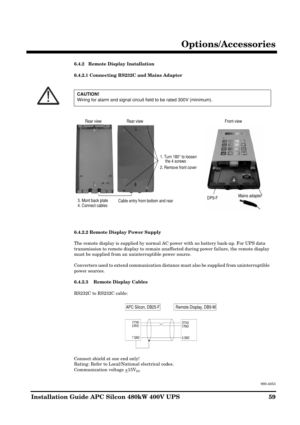Options/accessories | APC SILCON 990-4053 User Manual | Page 59 / 76