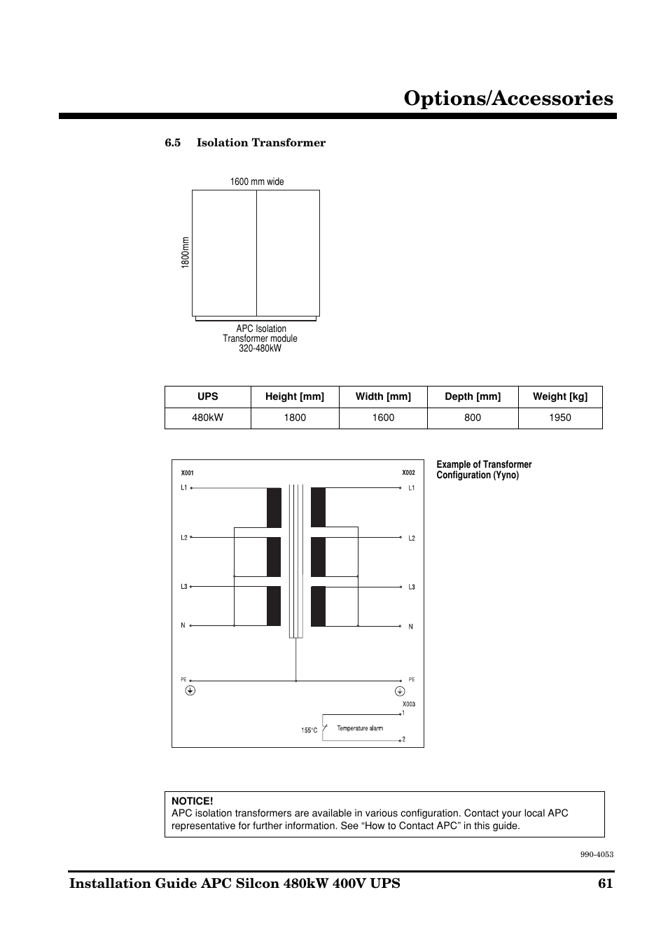 Options/accessories | APC SILCON 990-4053 User Manual | Page 61 / 76