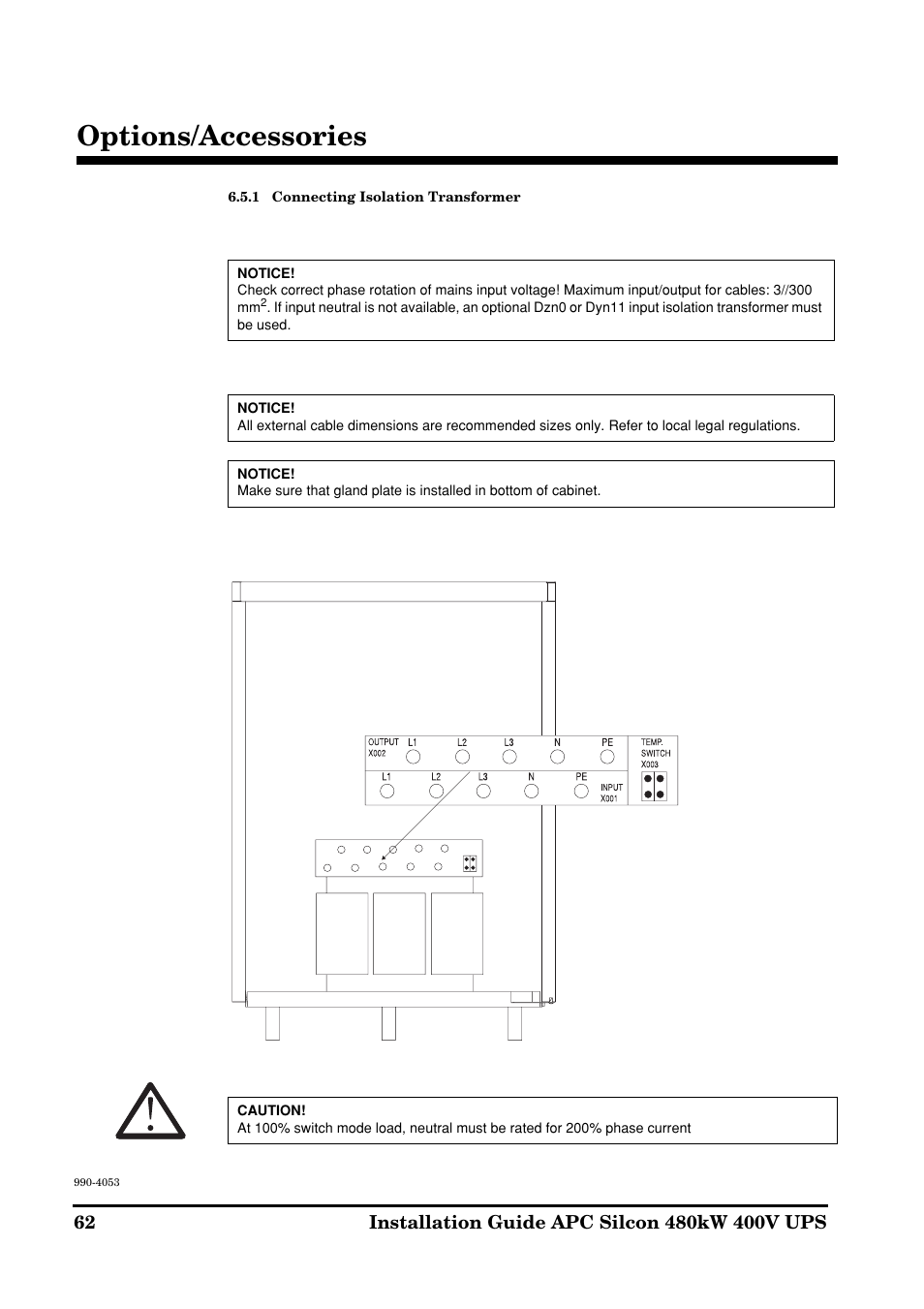Options/accessories | APC SILCON 990-4053 User Manual | Page 62 / 76