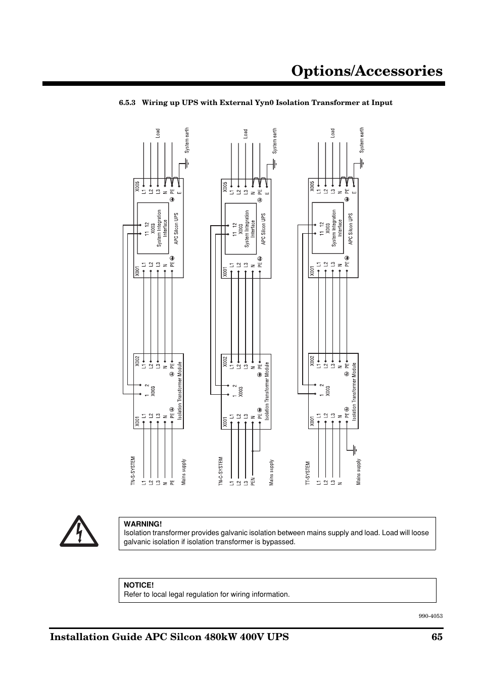 Options/accessories | APC SILCON 990-4053 User Manual | Page 65 / 76
