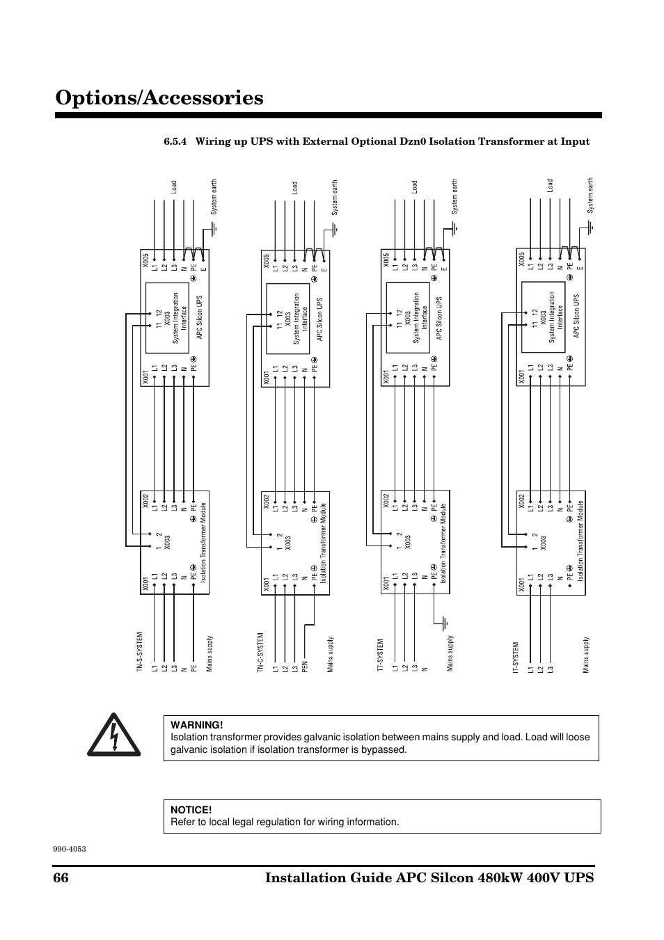 Options/accessories | APC SILCON 990-4053 User Manual | Page 66 / 76